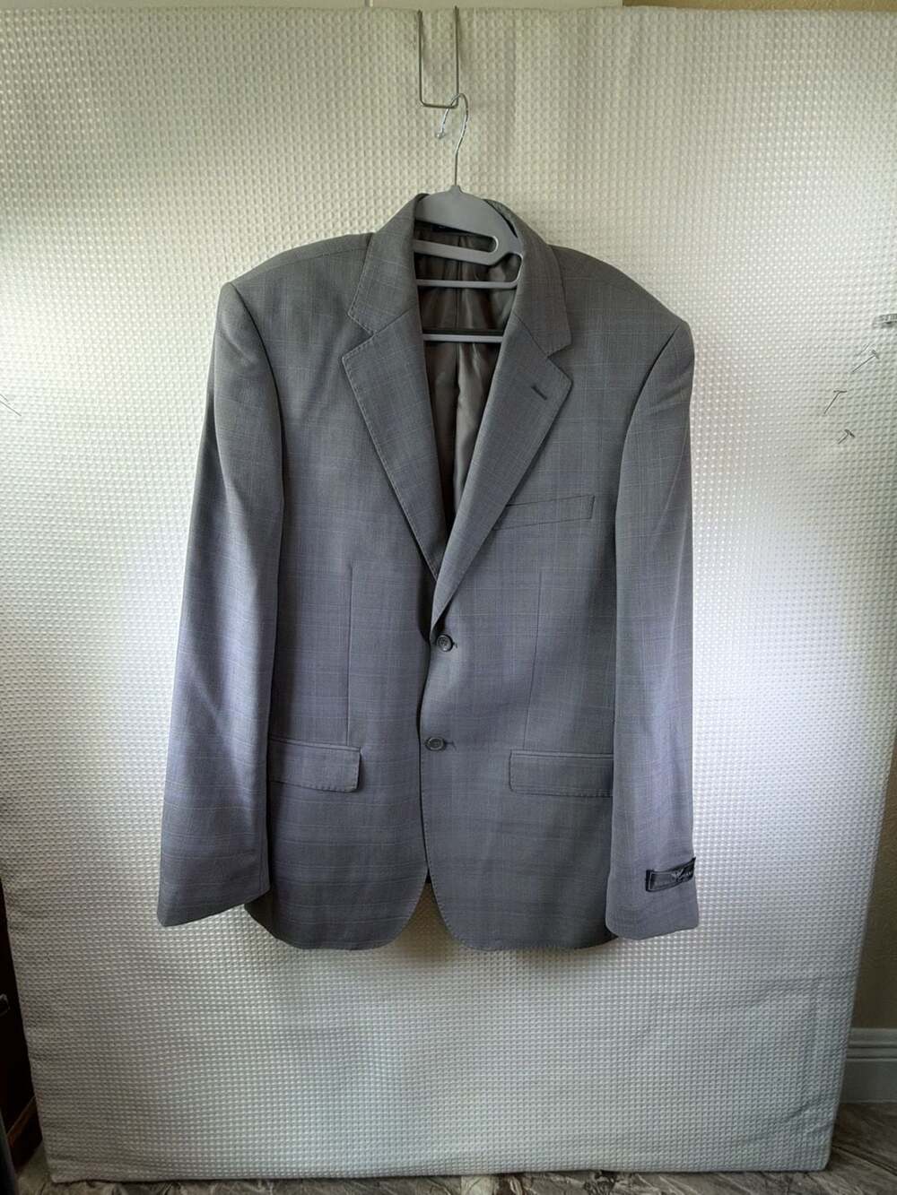 Giorgio Armani Le Collezioni Grey Plaid Two-Button Suit Jacket Blazer
